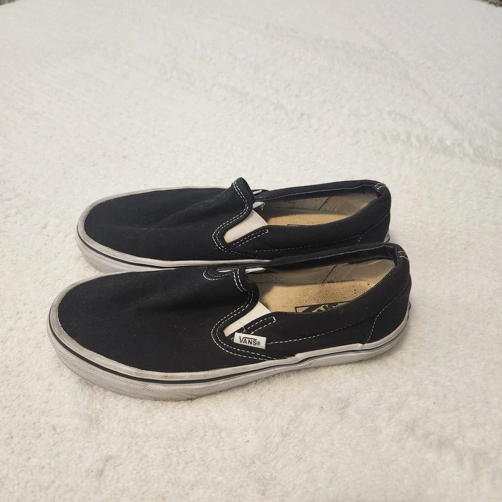 Vans Black Slip On Canvas Sneakers‎ Mens 6.0 or Womens 7.5
